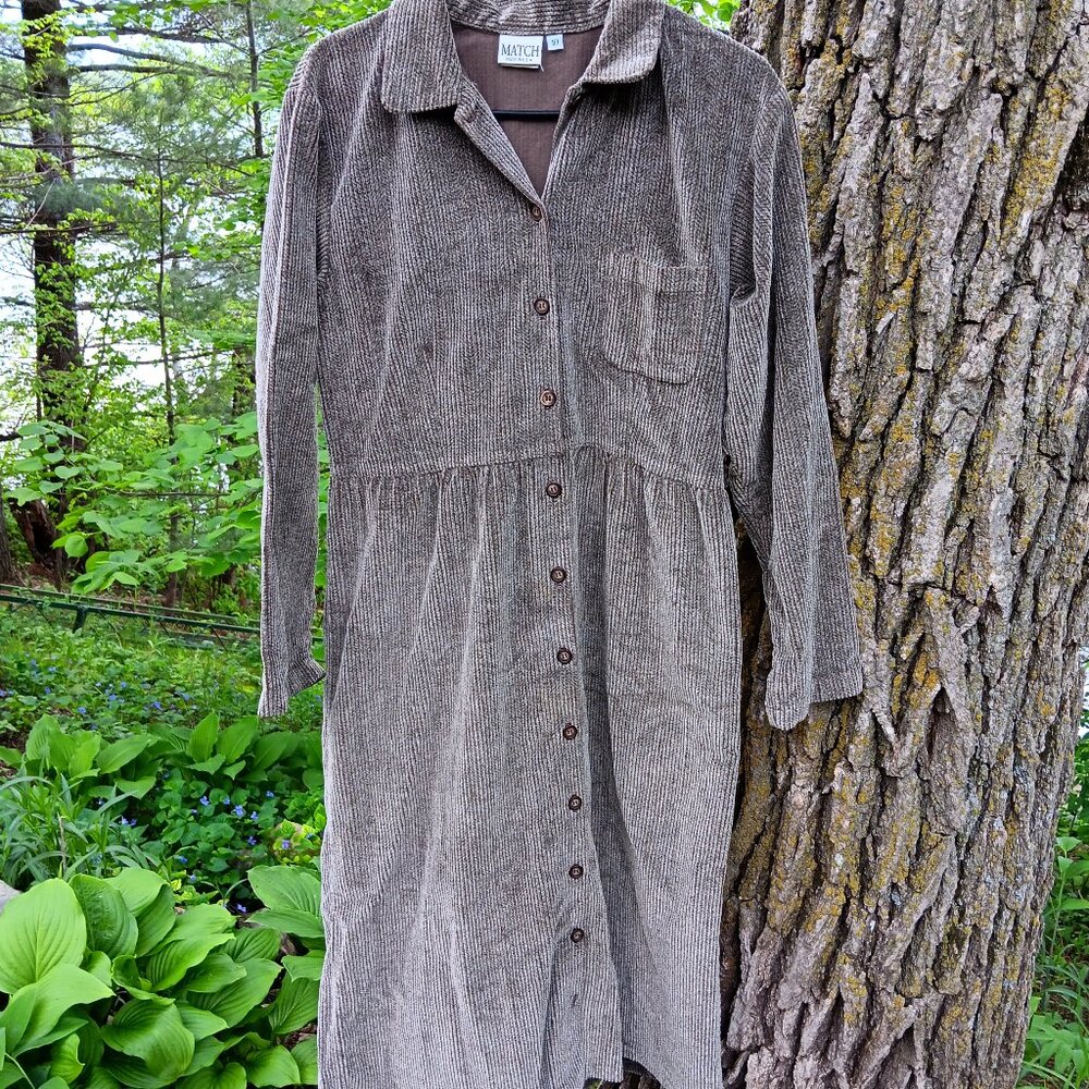 Corderouy Vintage Dress, Brown, #crunchy! Size 10
